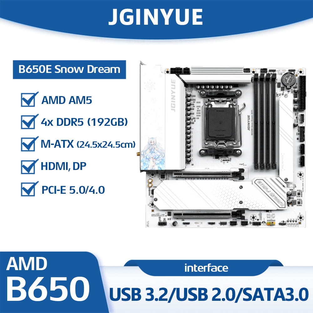 Scheda Madre JGINYUE B650E Sno - Am5 Micro Atx Pcie 5.0 Motherboard recensione e prezzo