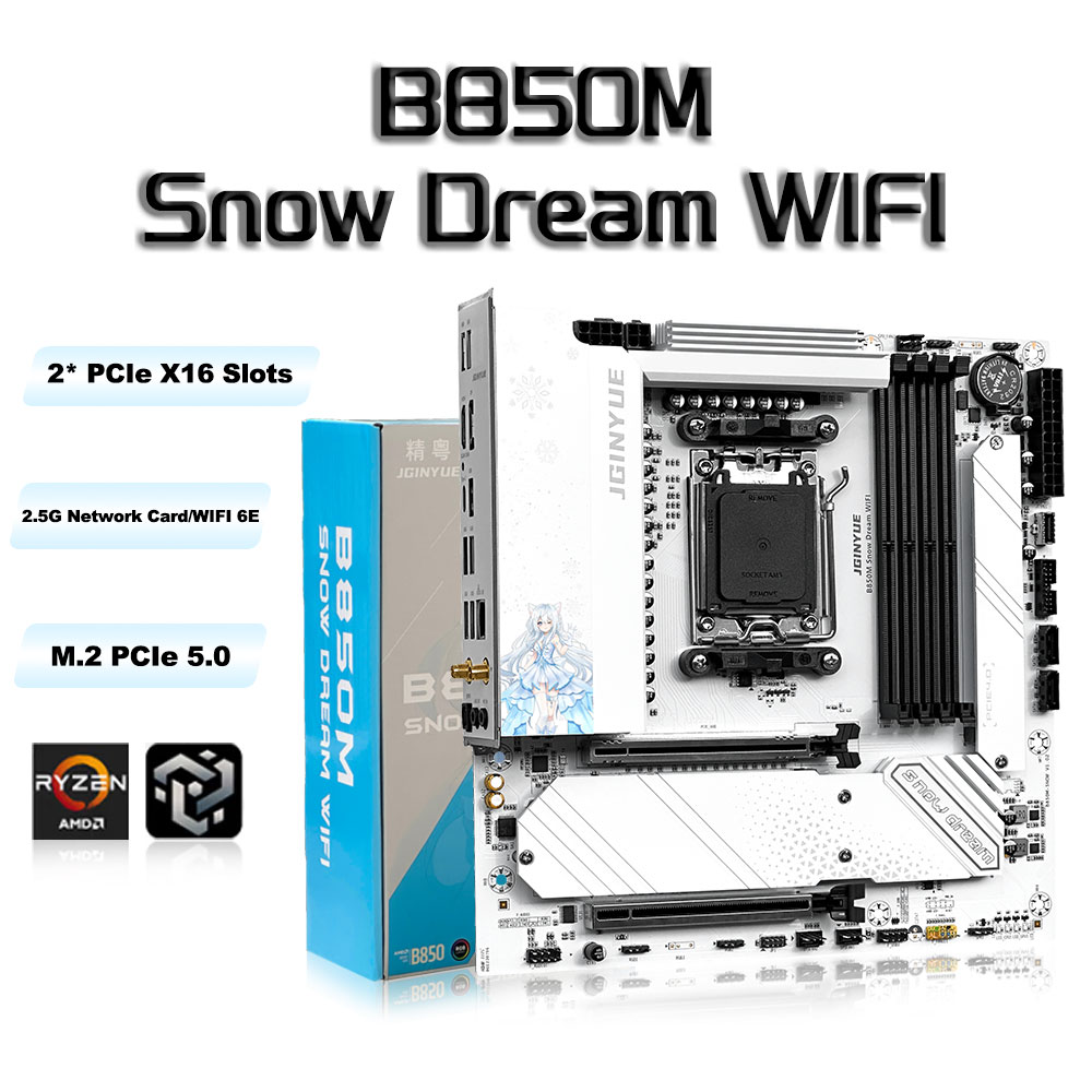 JGINYUE B850M Snow Dream Sched - Am5 Micro Atx Pcie 5.0 Motherboard recensione e prezzo